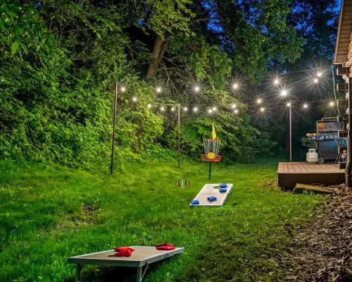 Step out of the Cozy Cove (next to the kitchen) area to enjoy the backyard with yummy BBQ and fun-filled games.